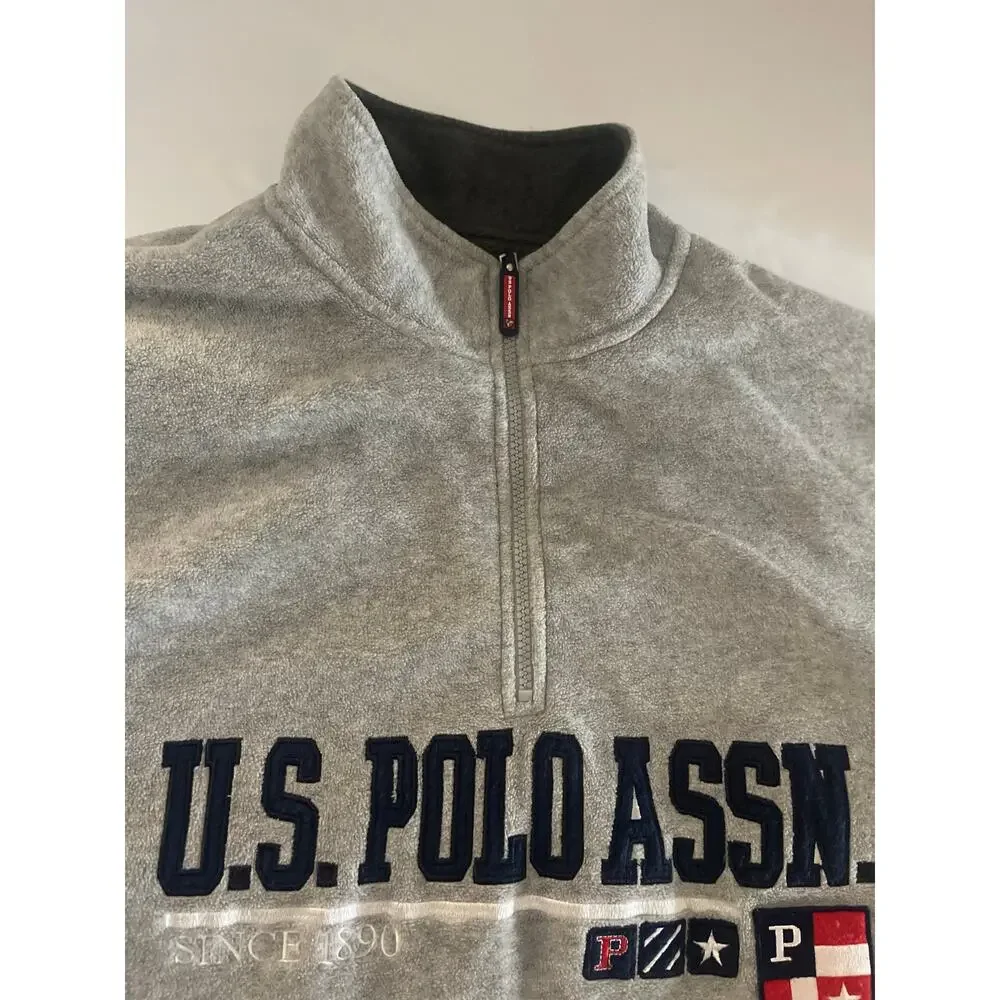 US Polo Assn XL 1/4‎ Zip Gray Fleece Pullover - Picture 8 of 13